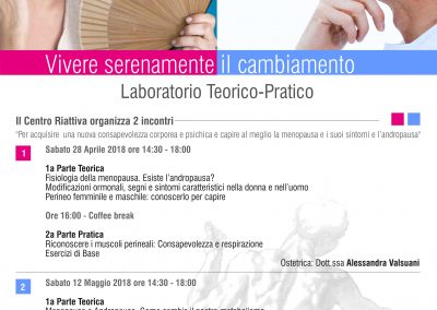 Novità : 2 Incontri sulla Menopausa & Andropausa -sabato 28 aprile e sabato 12 maggio